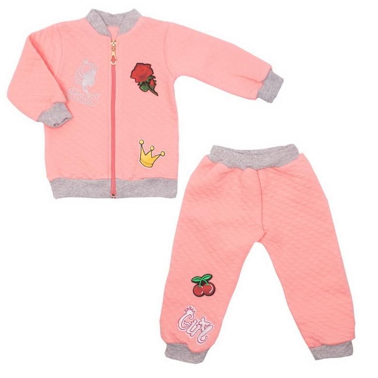 Комплект детской одежды хлопковый нарядный для девочки Gabbi Корона-1 68 см Коралловый (11000)