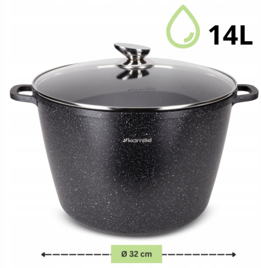 Каструля Kamille з литого алюмінію з кришкою та антипригарним покриттям 14 л (4487) - фото 2 Каструля Kamille з литого алюмінію з кришкою та антипригарним покриттям 14 л (4487) - фото 2