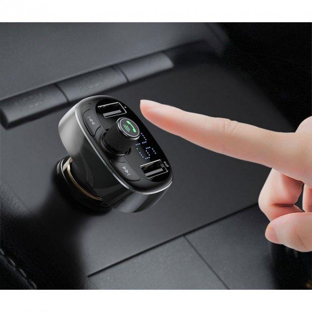 FM-трансмітер в автомобіль Baseus T-typed Bluetooth MP3 charger with car holder Black (CCTM-01) - фото 4