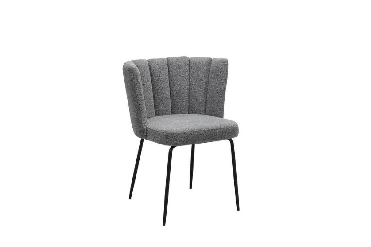 Стул для кухни M-200 Vetro Mebel металл/ткань букле Черный/Серый (M-200-grey-boucle/black)