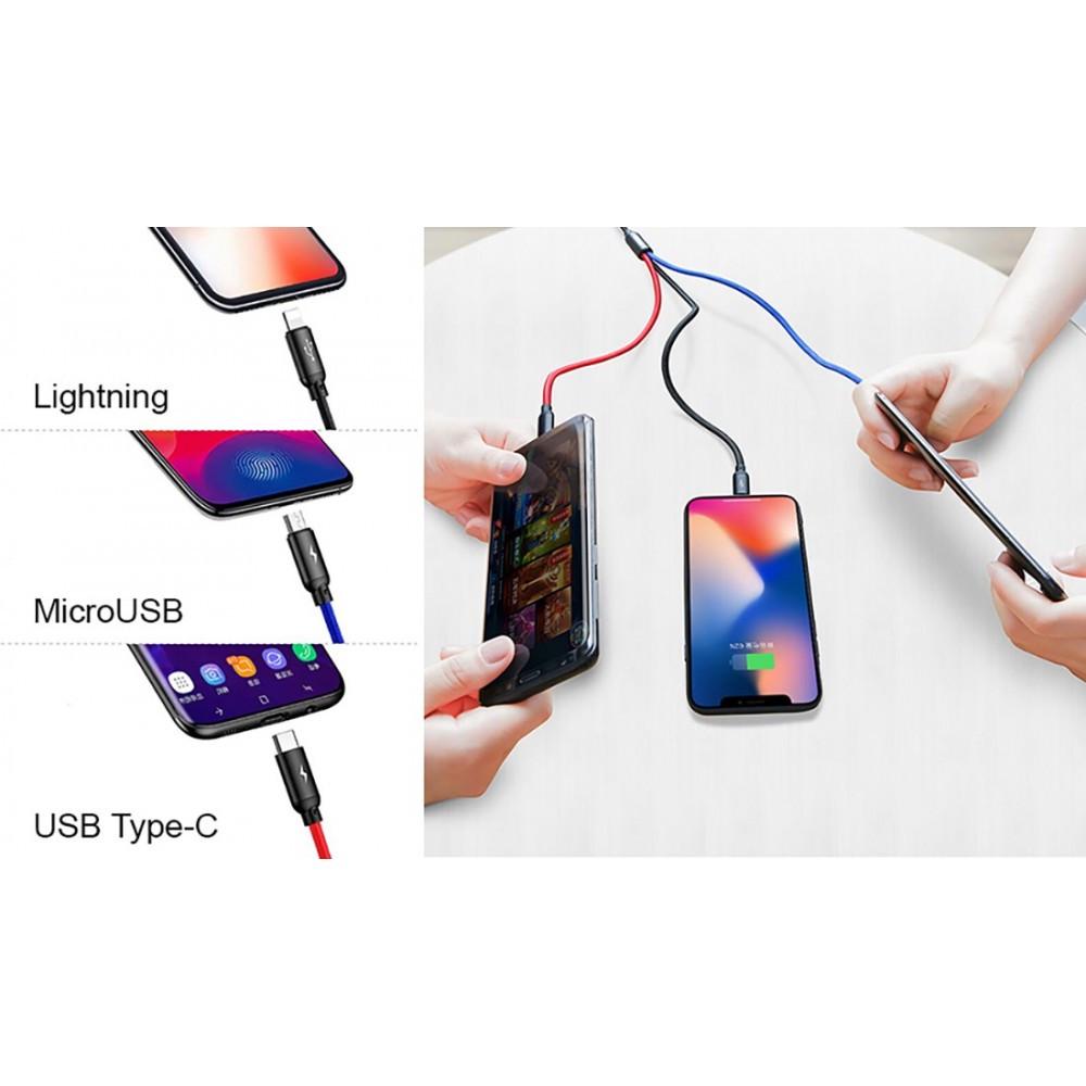 Кабель Baseus 3в1 Type-C/Lightning /microUSB USB 30 см (25397246) - фото 3 Кабель Baseus 3в1 Type-C/Lightning /microUSB USB 30 см (25397246) - фото 3