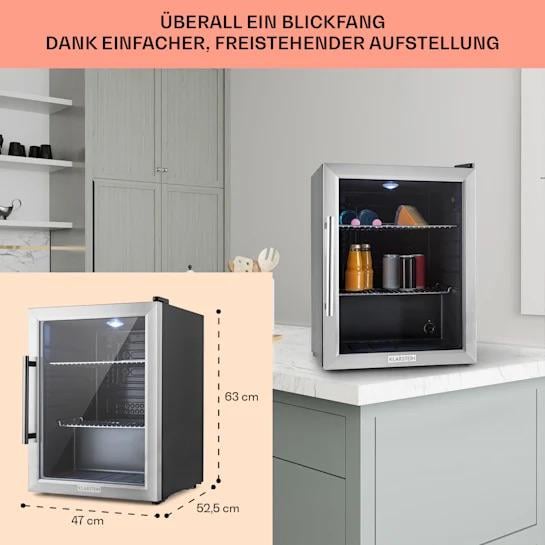 Холодильник вітрина KLARSTEIN Beersafe панорамні скляні двері з нержавіючої сталі XXL 60 л 2 полиці - фото 4