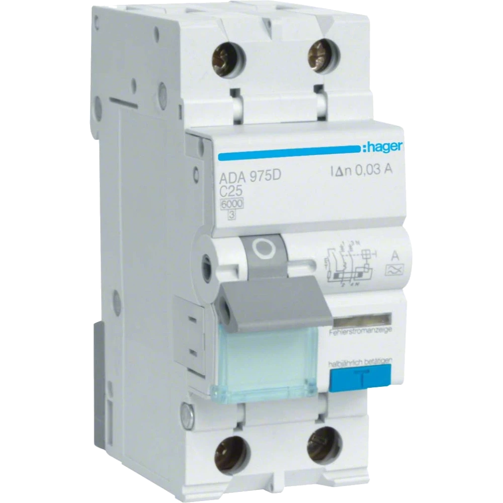 Дифавтомат Hager ADA975D 1P+N 6kA C-25A 30mA A (3026829884) Дифавтомат Hager ADA975D 1P+N 6kA C-25A 30mA A (3026829884)
