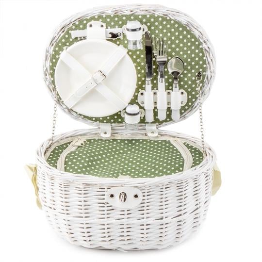 Корзина для пикника Lefard Встреча на 2 человека 39х28х22 см Белый (0503-013)