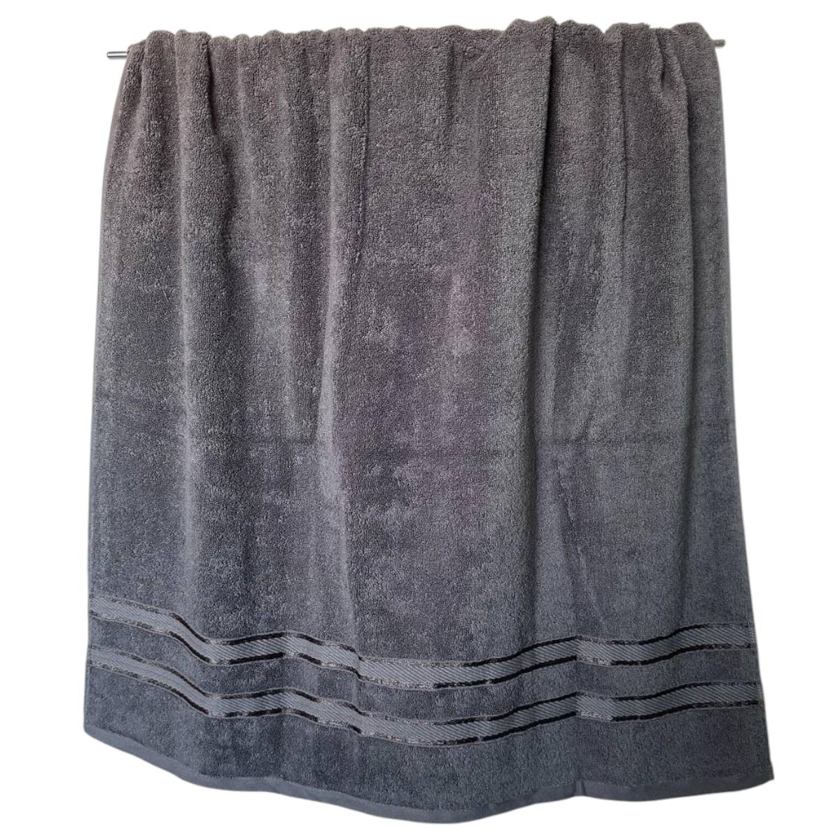 Полотенце банное Koloco Четыре полосы махра 70х140 см Темно-серый (41211)