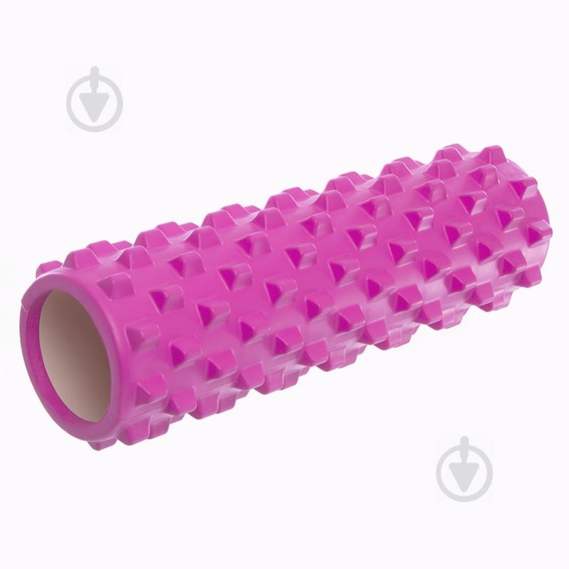 Роллер для занять йогою та пілатесом Grid Bubble Roller FI-6672 d-14см, l-45см Рожевий