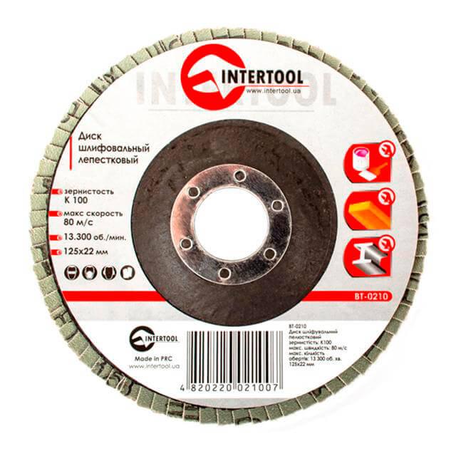 Диск шлифовальный лепестковый Intertool BT-0210 125x22 мм зерно K100 (9757468)