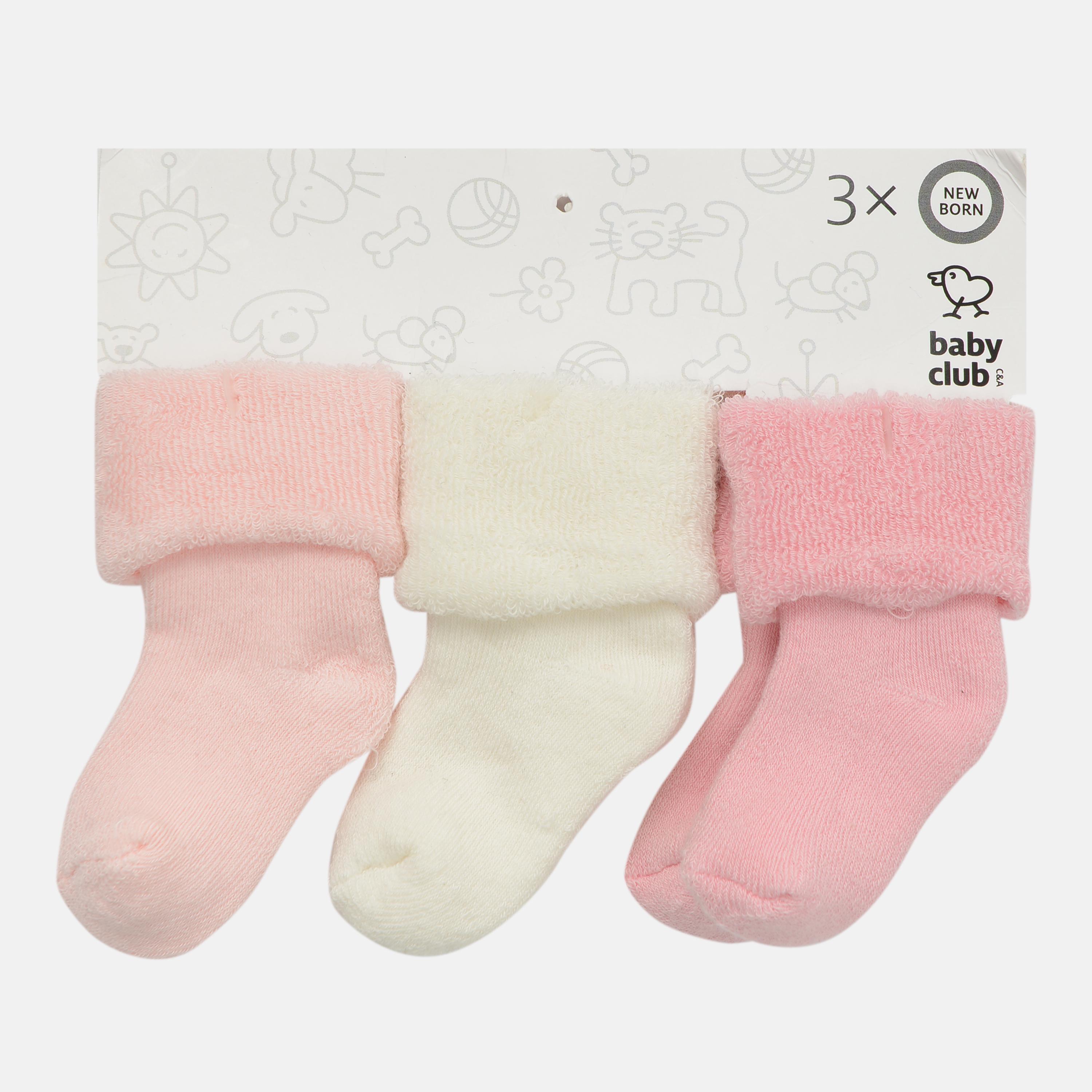 Шкарпетки C&A 3 пари 50-56 см Рожевий/Молочний (3189164439500)