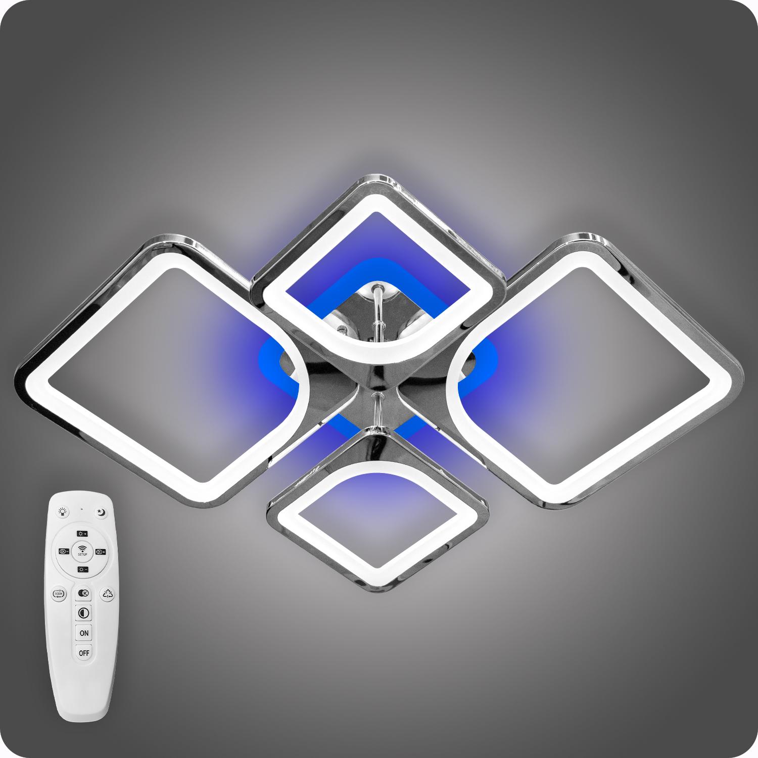 Люстра світлодіодна 517 Dlight 3color з пультом 100 Вт Хром (01537)