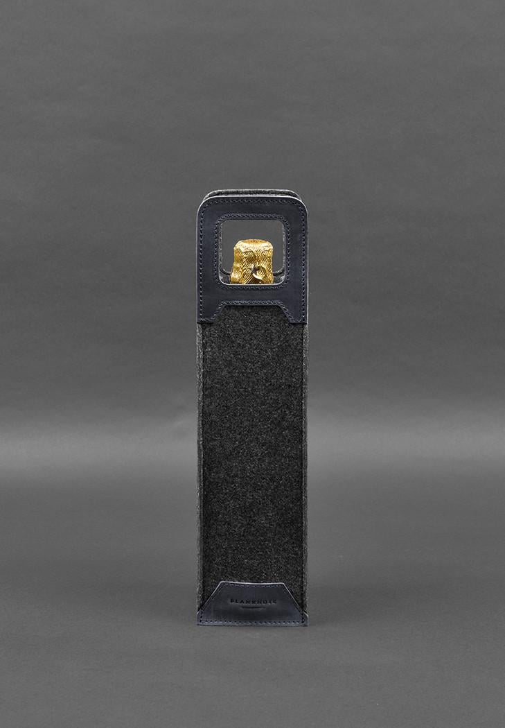 Чохол для вина 1.0 із фетру зі шкіряними вставками Crazy Horse Синій (A-027935) - фото 6