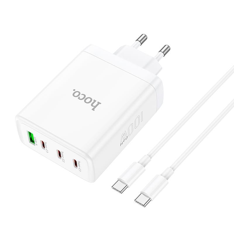 Зарядное устройство Hoco Leader Type-C to Type-C Cable four-port 3c1 А Fast Charger N31 4Type-C 1USB 100 W 5 А PD QC White (562215) - фото 2 Зарядное устройство Hoco Leader Type-C to Type-C Cable four-port 3c1 А Fast Charger N31 4Type-C 1USB 100 W 5 А PD QC White (562215) - фото 2