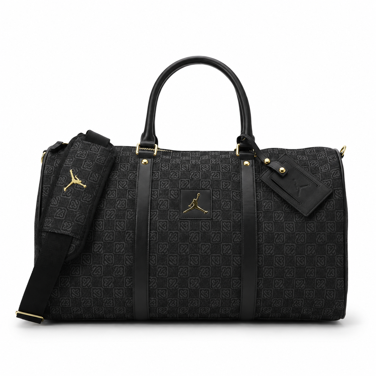 Сумка спортивная Jordan Monogram из хлопка и полиэстера с двухсторонней молнией 47х29х21 см Черный Сумка спортивная Jordan Monogram из хлопка и полиэстера с двухсторонней молнией 47х29х21 см Черный