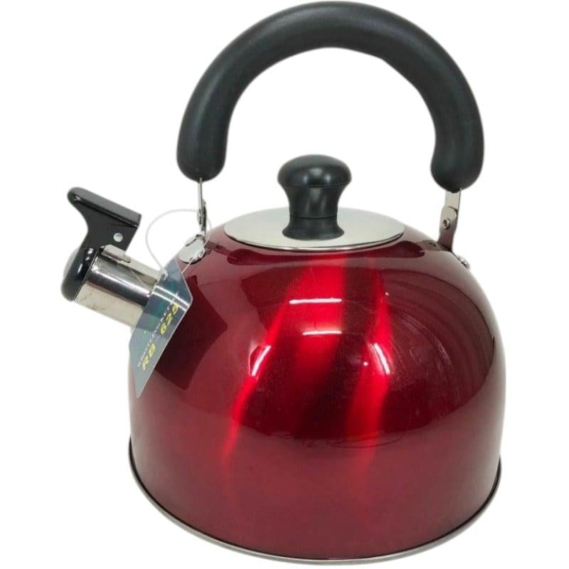 Чайник Rainberg RB-625 нержавіюча сталь зі свистком 3 л Red (26202616)