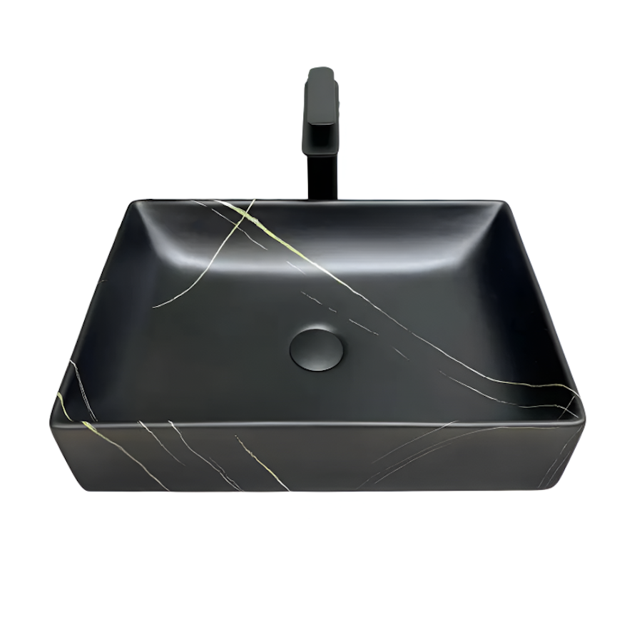 Раковина накладная VBI Latina прямоугольная 345x510 мм Black Stone Matt (RM-VBI-013103)
