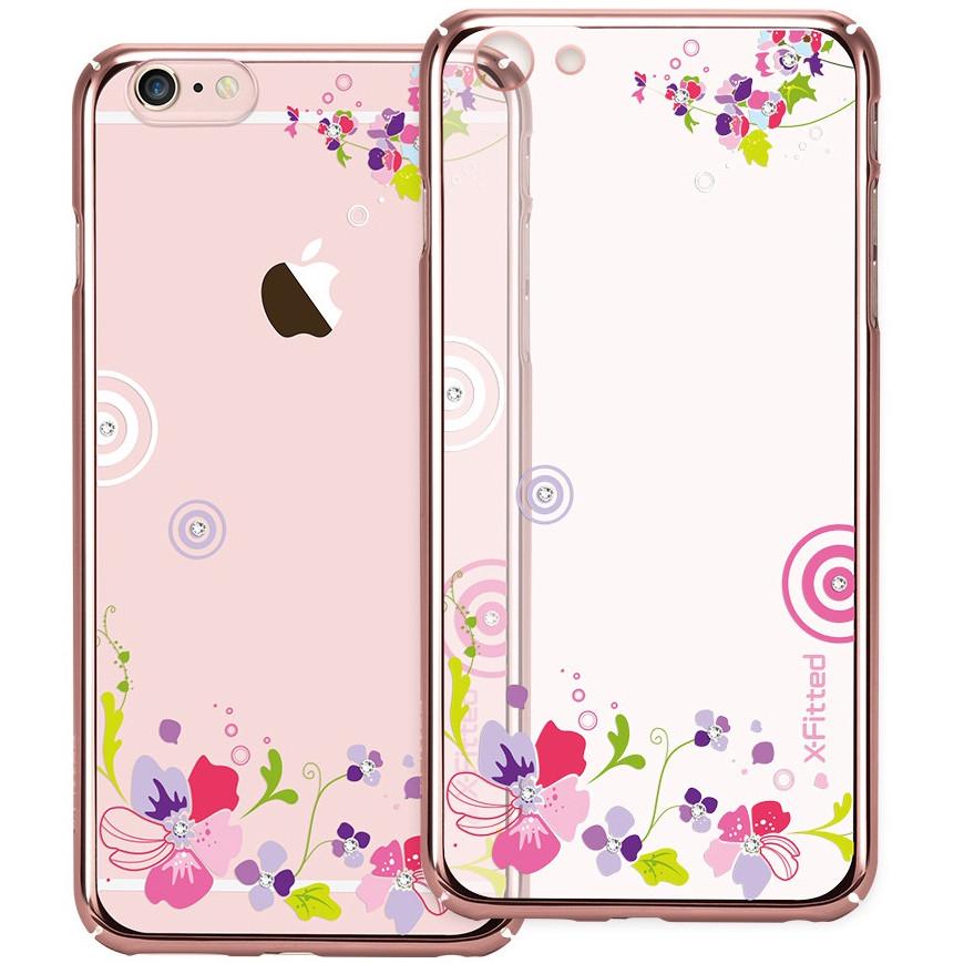 Прозрачный чехол накладка X-Fitted Colorful Floral for iPhone 6/6S, Rose Gold