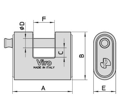 Замок висячий VIRO PANZER 4117 3KEY 20мм SLID_shackle 12мм BOX key profile patented - фото 2