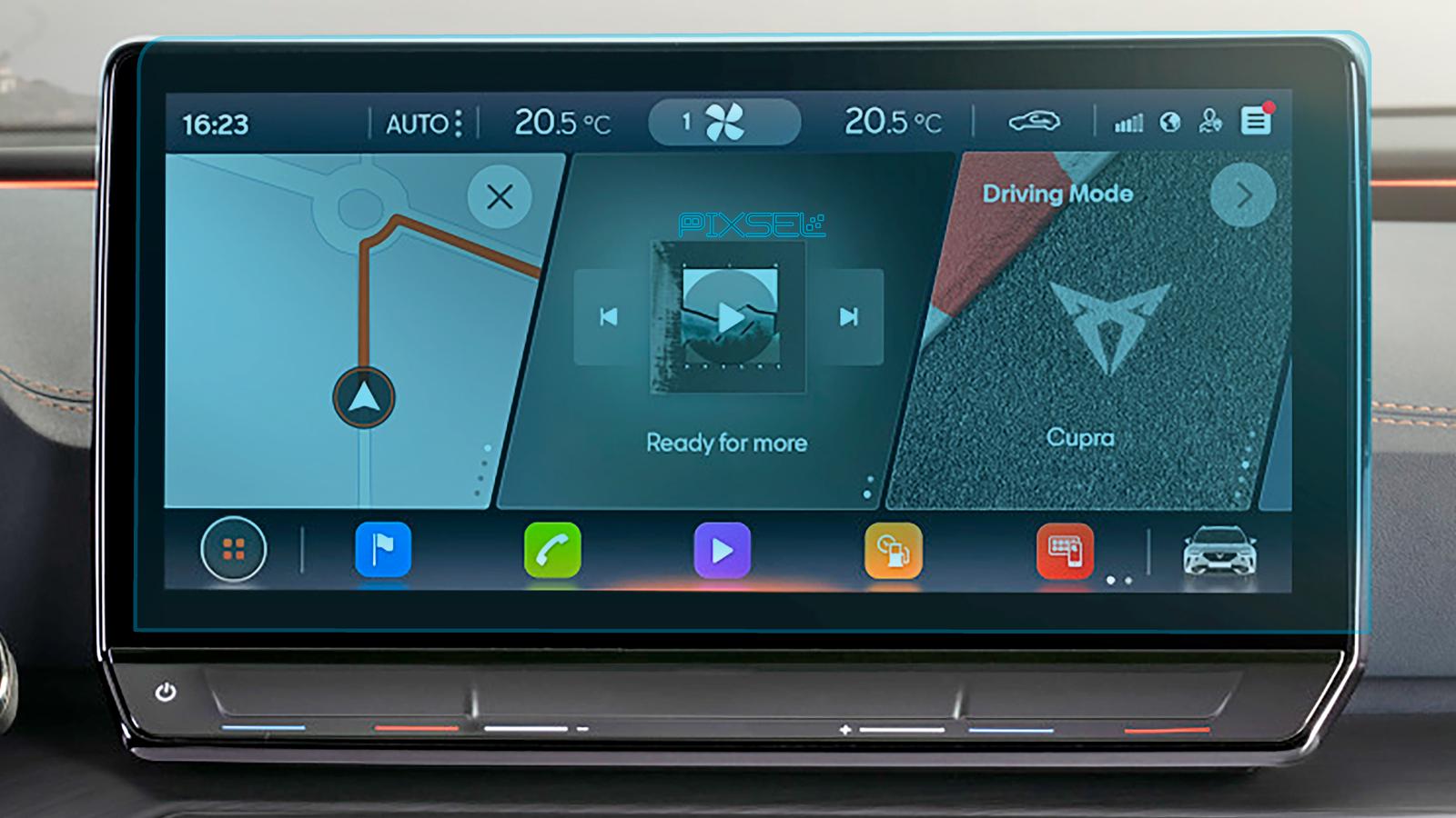 Стекло защитное Pixsel гибридный глянец на монитор CUPRA LEON 13,3“ 2020