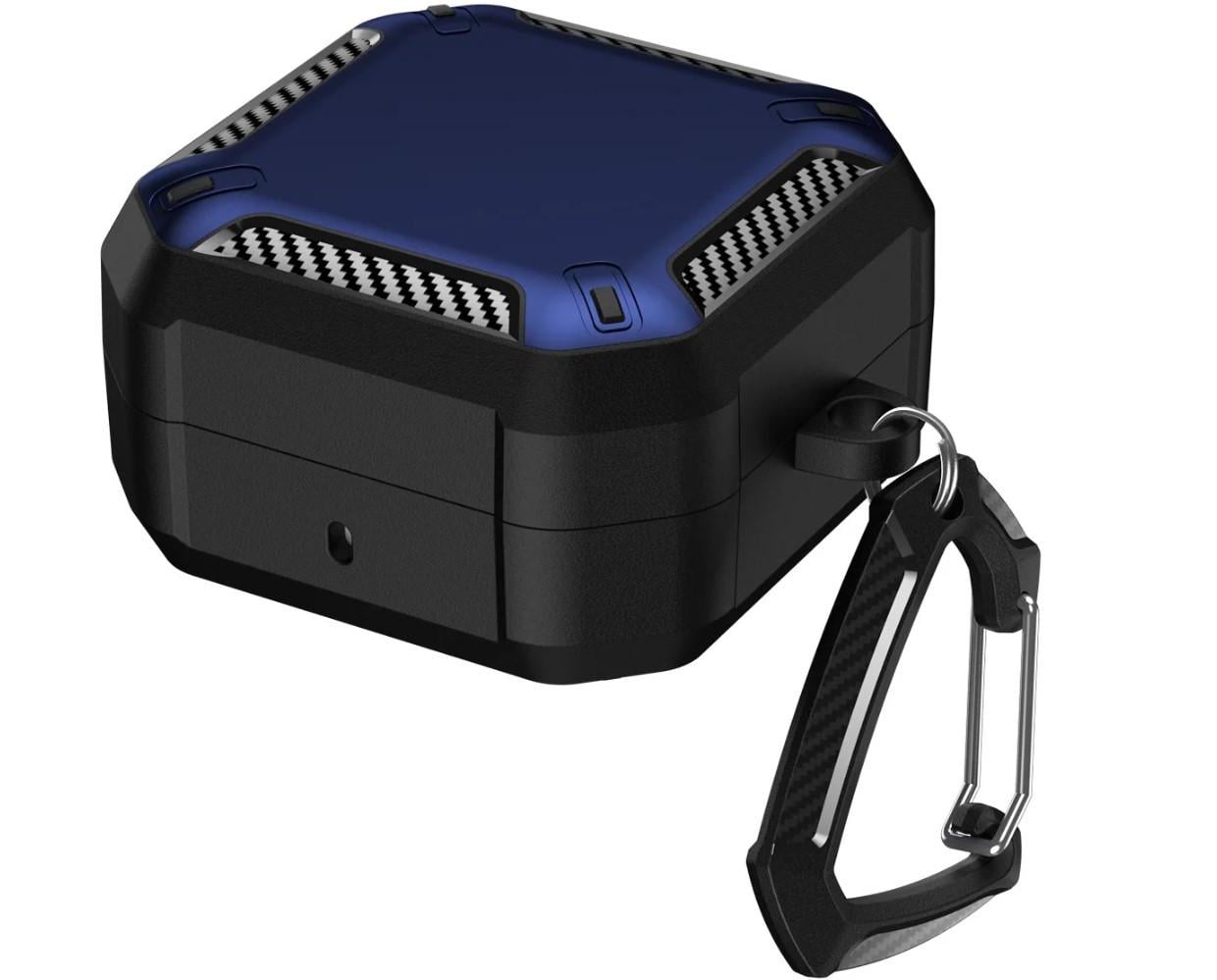 Чехол Primo Magnet Lock Rugged TPU для наушников Samsung Galaxy Buds 4/Buds 4 Pro с карабином Black/Dark Blue (35369921)