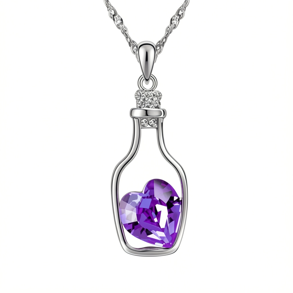 Кулон Bottle Love с фиолетовым сердечком для влюбленных (824178201)