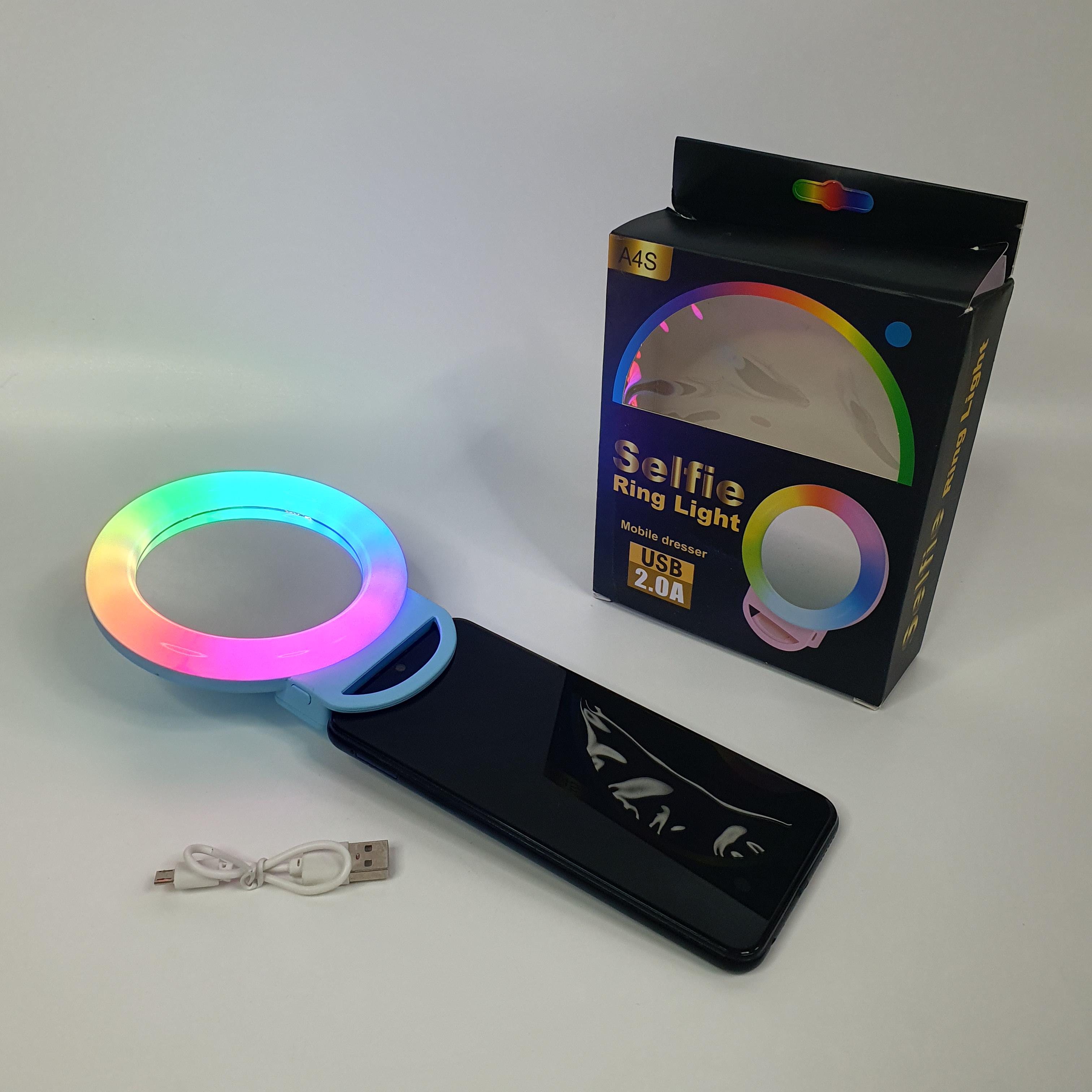 Лампа селфи кольцевая прищепка LED с зеркалом для телефона и планшета RPG 11 см (Selfie Ring Light-A4S-Blue) - фото 12