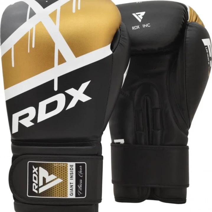 Боксерські рукавички RDX F7 Ego Boxing Gloves 8oz Чорно-золотий (2977526366)