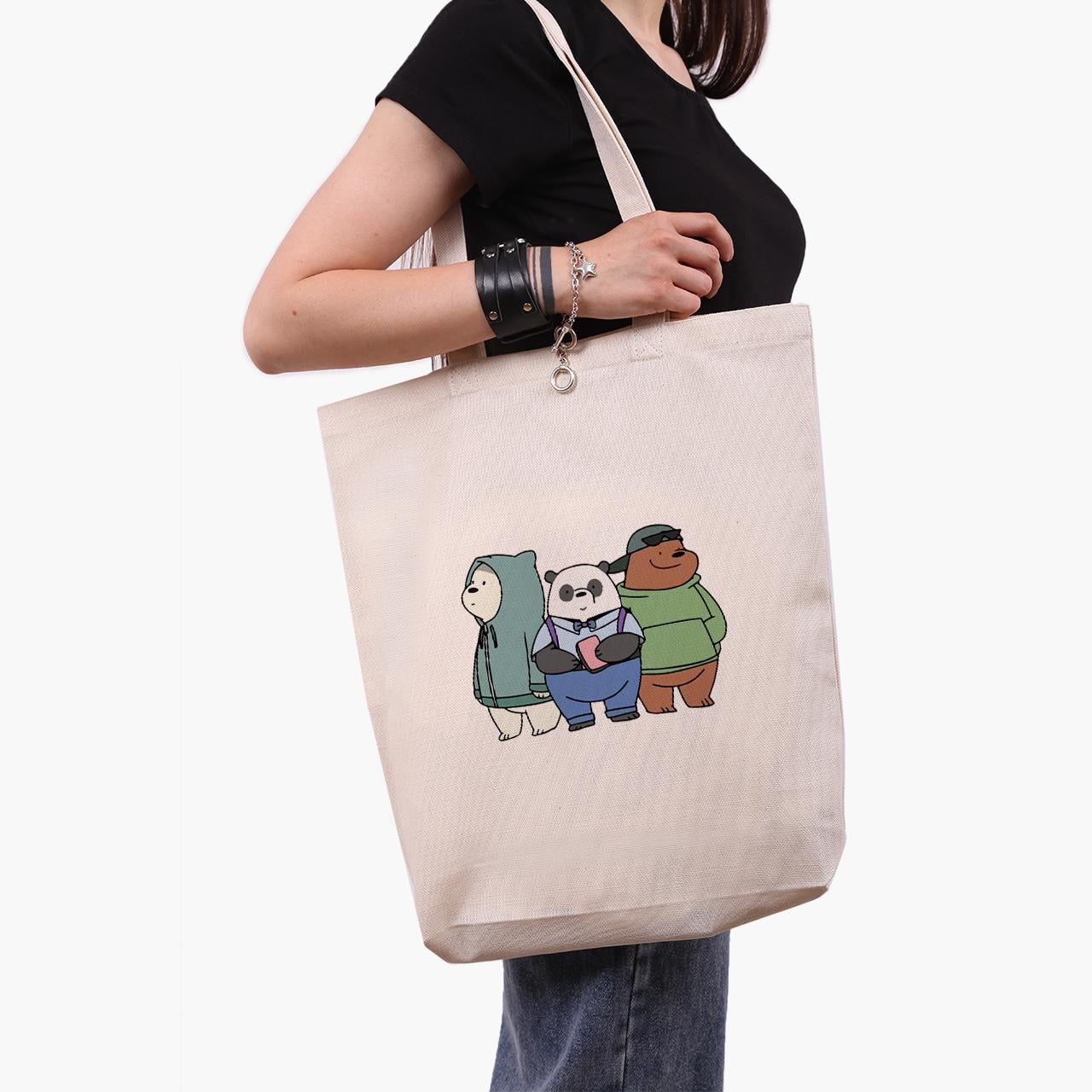 Еко сумка шоппер We Bare Bears 41x39x8 см Бежевий (9227-2898-WTD)