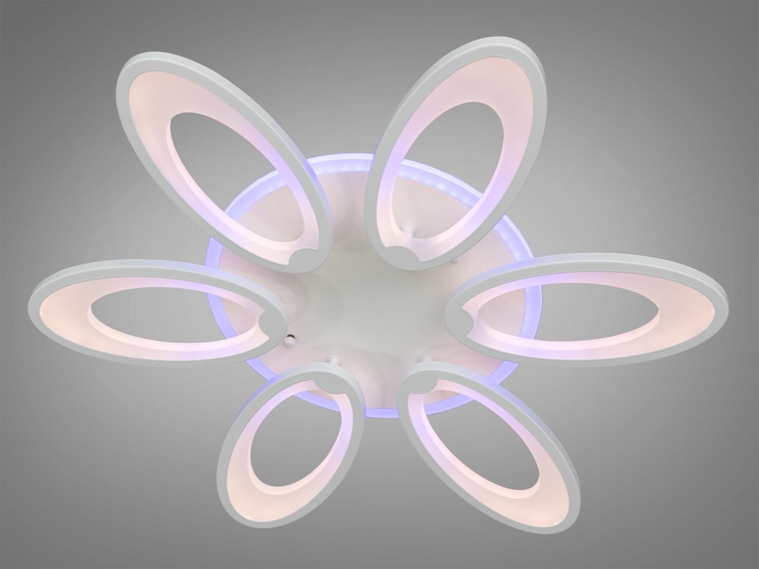 Люстра LED с димером и подсветкой 100W (1673/6WH LED 3color)