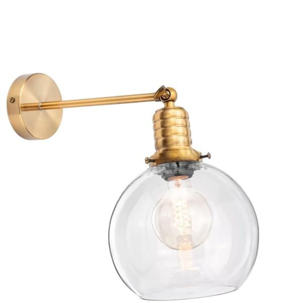 Настенный светильник Ретро Sphere Clear Jazz Collection из прозрачного стекла Gold (WL-JC0003/GOLD) - фото 1 Настенный светильник Ретро Sphere Clear Jazz Collection из прозрачного стекла Gold (WL-JC0003/GOLD) - фото 1