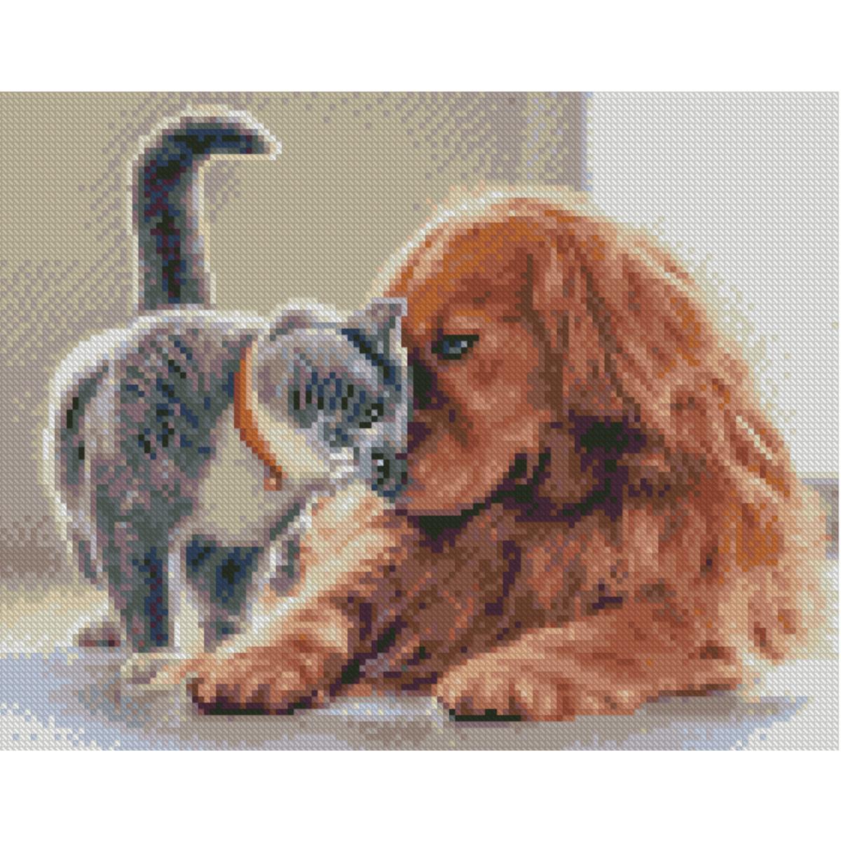 Алмазная мозаика Strateg Премиум Четырехлапые друзья 30x40 см (HX517)