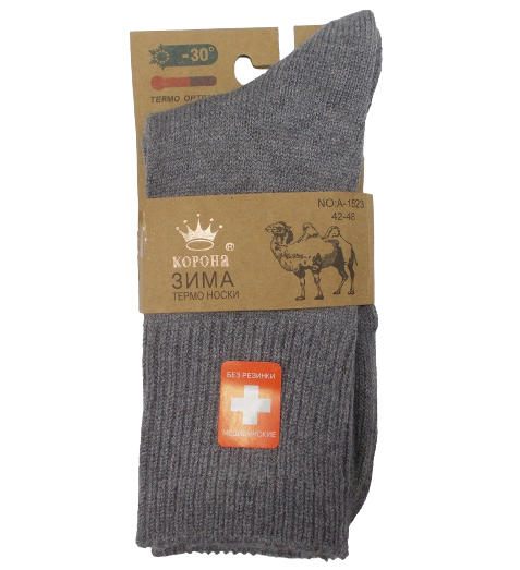 Носки термо без резинки верблюжая шерсть Корона 1523 р. 42-48 Серый (1480592352) Носки термо без резинки верблюжая шерсть Корона 1523 р. 42-48 Серый (1480592352)