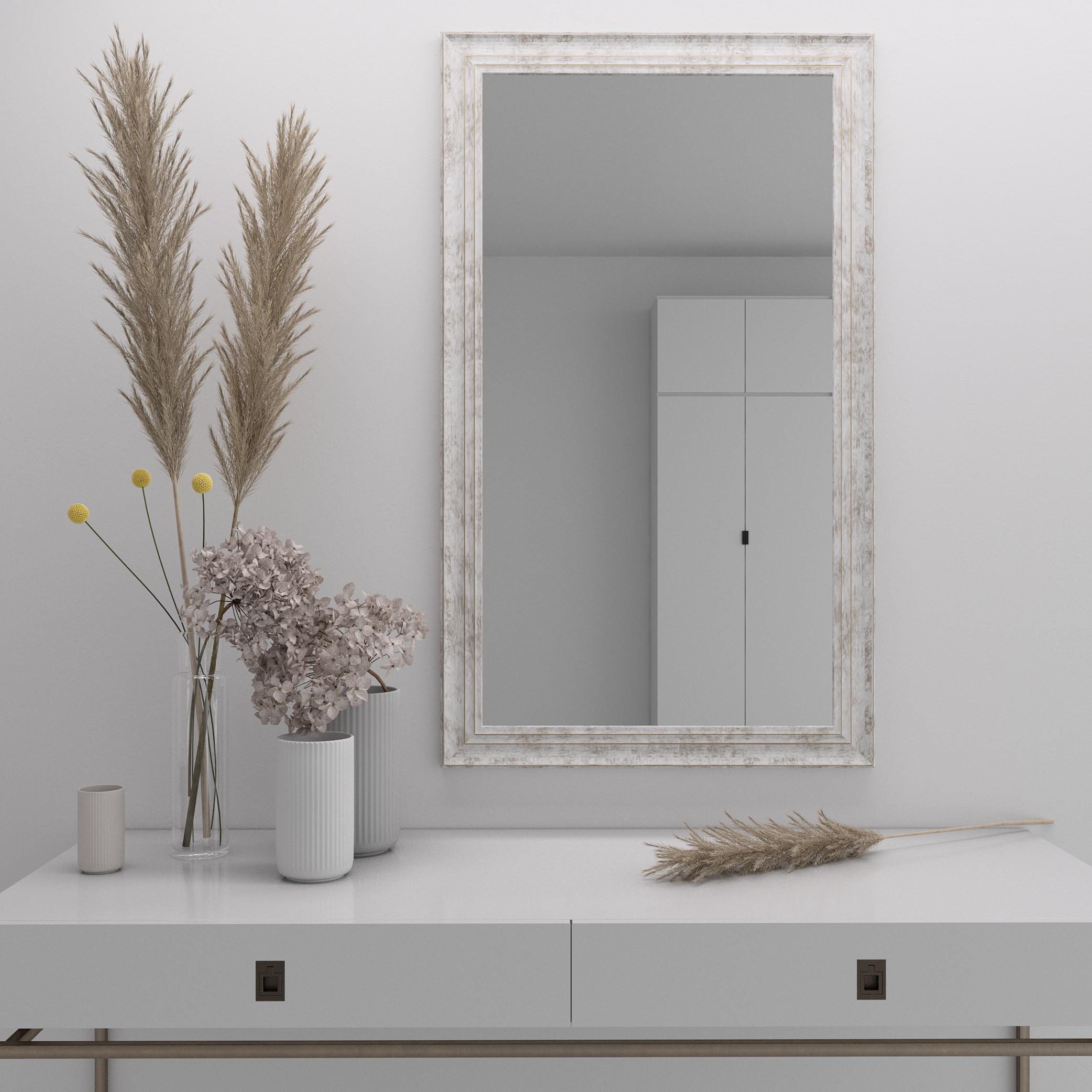 Зеркало на стену Black Mirro с коричневой патинойr 152х52 см Белый (7024-237)