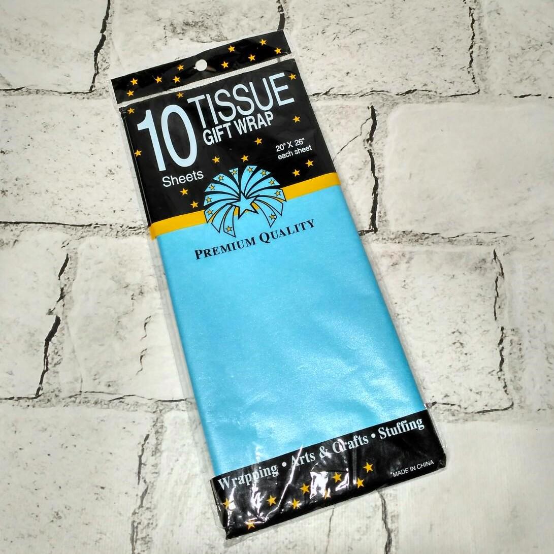 Папір тканинний 65х50 см 10 аркушів перламутр Бакитний (1151-2)