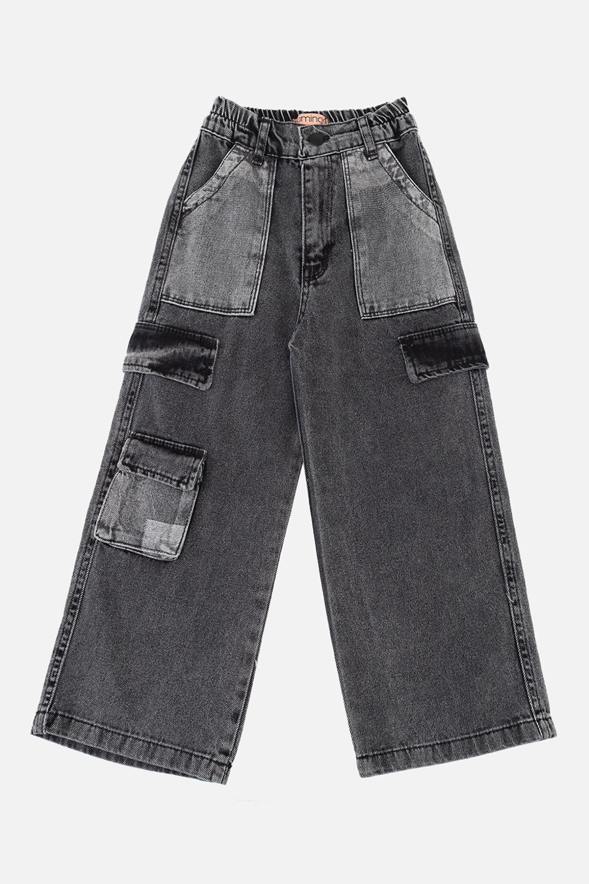 Джинсы для девочки Wide leg ЦБ-00255048 116 см Серый (SKT001006640)