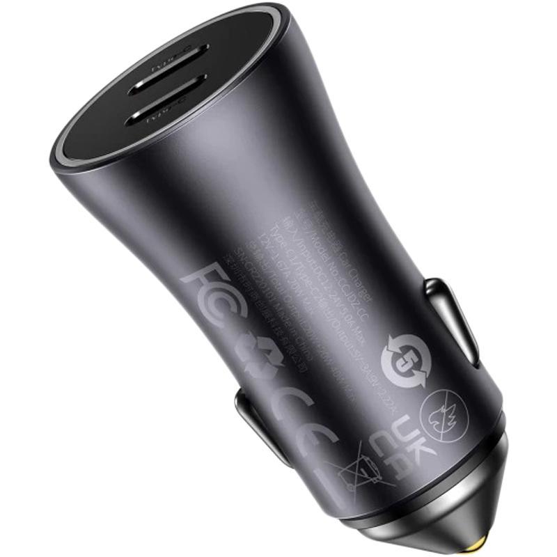 Зарядний пристрій автомобільний BASEUS Golden Contactor Pro 2Type-C 40W Dark Grey (CGJP000013) - фото 6 Зарядний пристрій автомобільний BASEUS Golden Contactor Pro 2Type-C 40W Dark Grey (CGJP000013) - фото 6