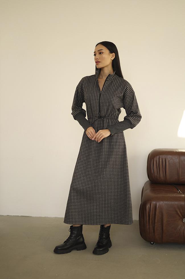 Платье Lipar 3641 в клетку на молнии р. 48 Графитовы (16906983)