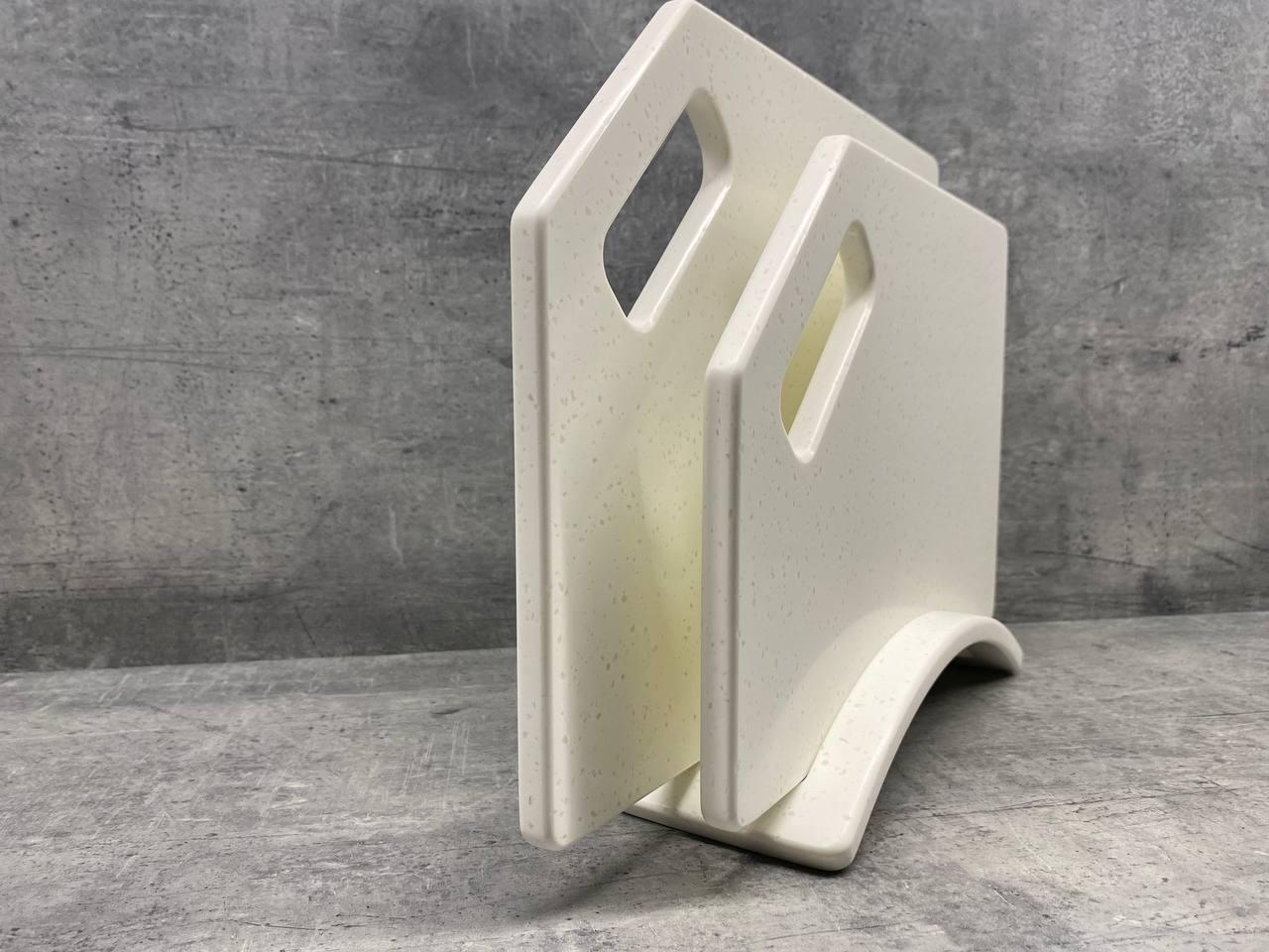 Набір дошок кухонних Cubic White зі штучного акрилового каменю на підставці 2 шт. (197) - фото 2 Набір дошок кухонних Cubic White зі штучного акрилового каменю на підставці 2 шт. (197) - фото 2