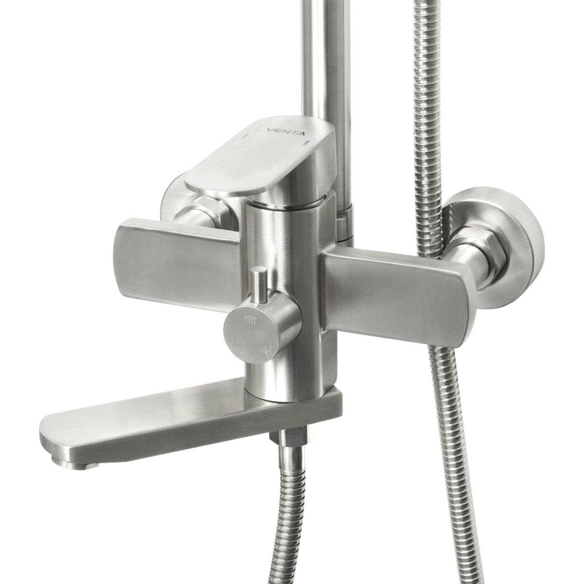 Душевая система тропический душ Venta VL613KS однорычажная в ванну нержавеющая сталь врезная - фото 2
