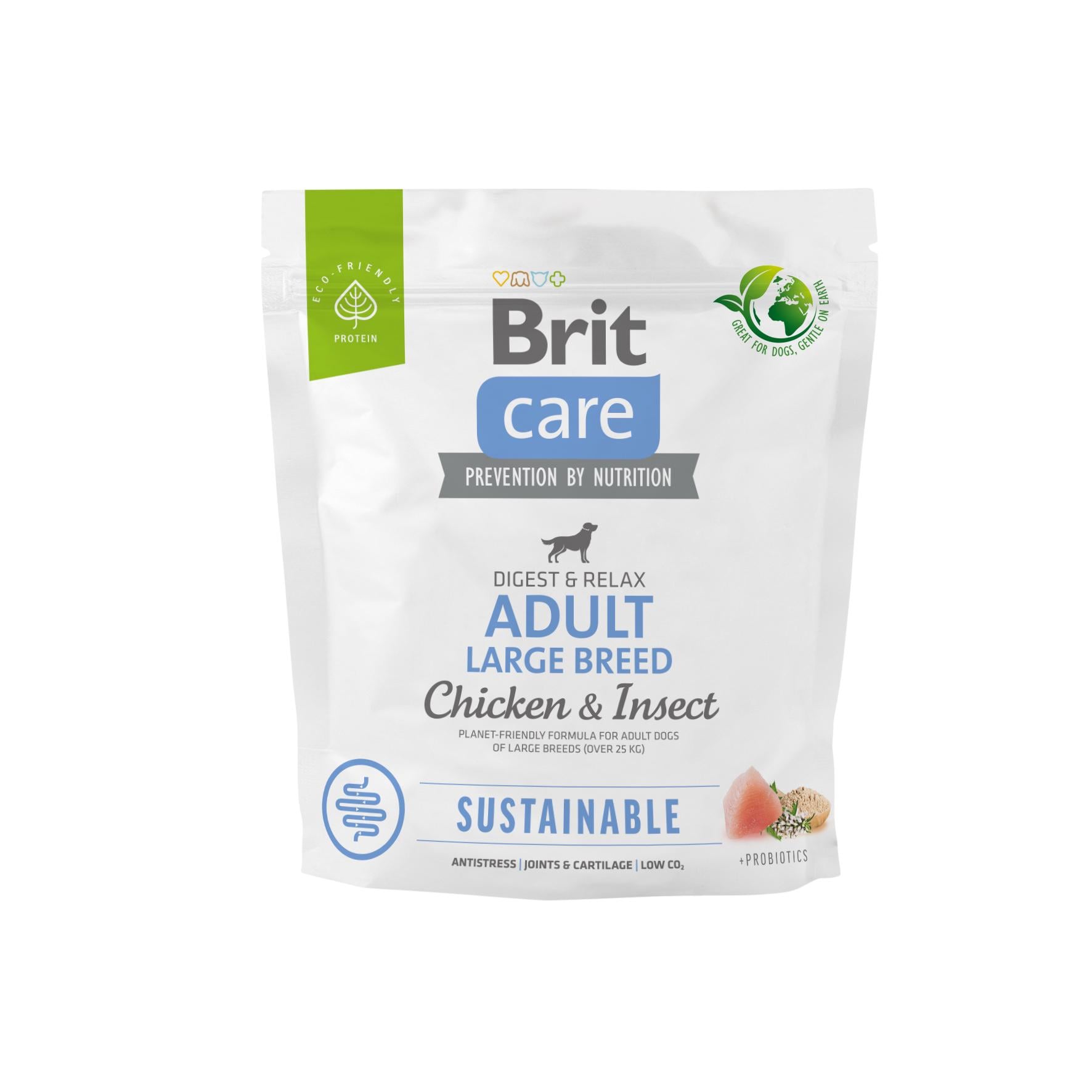 Корм для собак больших пород Brit Care Dog Sustainable Large Breed с курицей и насекомыми 1 кг (172181)