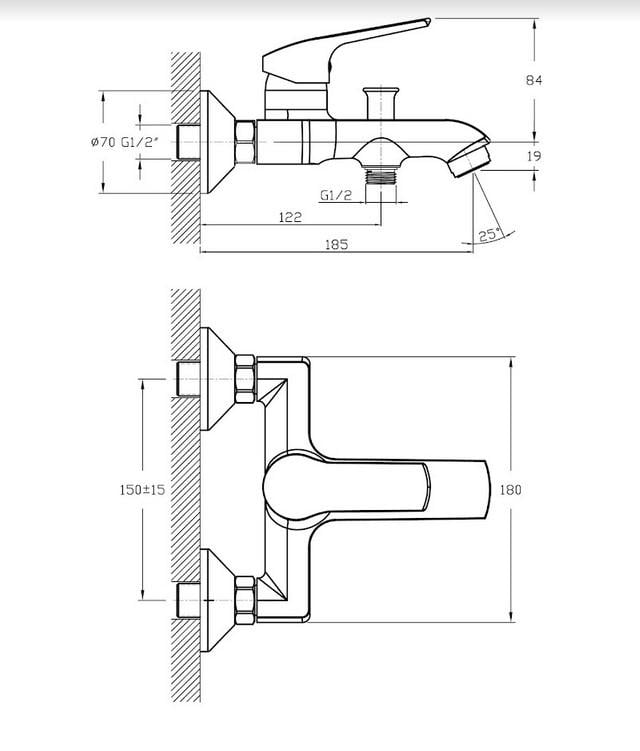 Cмеситель для ванны Koller Pool Twist TW0100 однорычажный Хром (92516) - фото 2