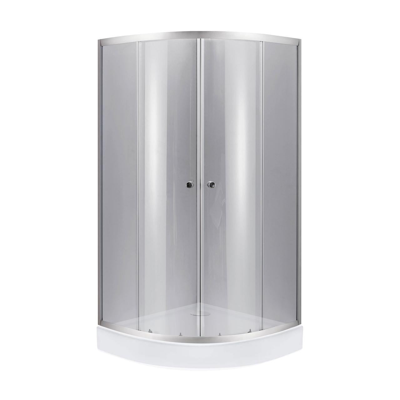 Душевая кабина Lidz Latwa SC90x90.SAT.LOW.DGR полукруглое стекло тонированное 4 мм с душевым поддоном Kapielka ST90x90x14 (2956097707)