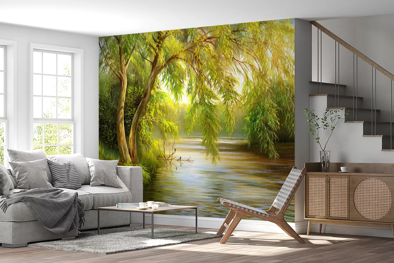 Фотообои флизелиновые Styleo Речной пейзаж u62865 300х200 см Разноцветный