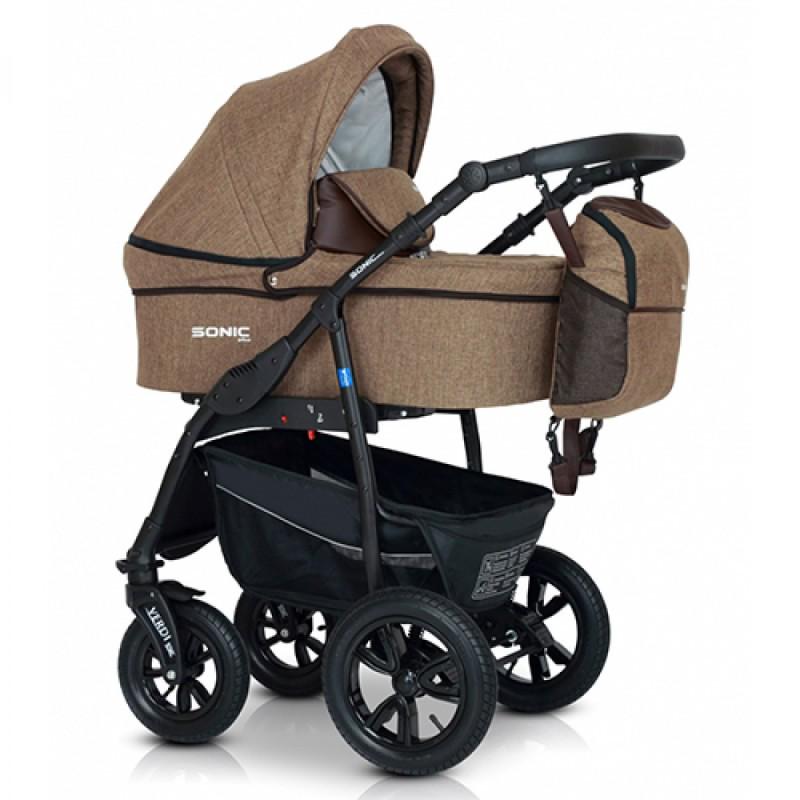 Коляска Verdi Sonic Plus универсальная 3в1 с автокреслом сумкой и дождевиком Коричневый