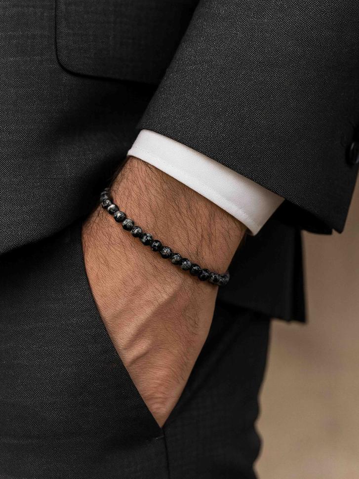 Браслет мужской из обсидиана (5042) Браслет мужской из обсидиана (5042)