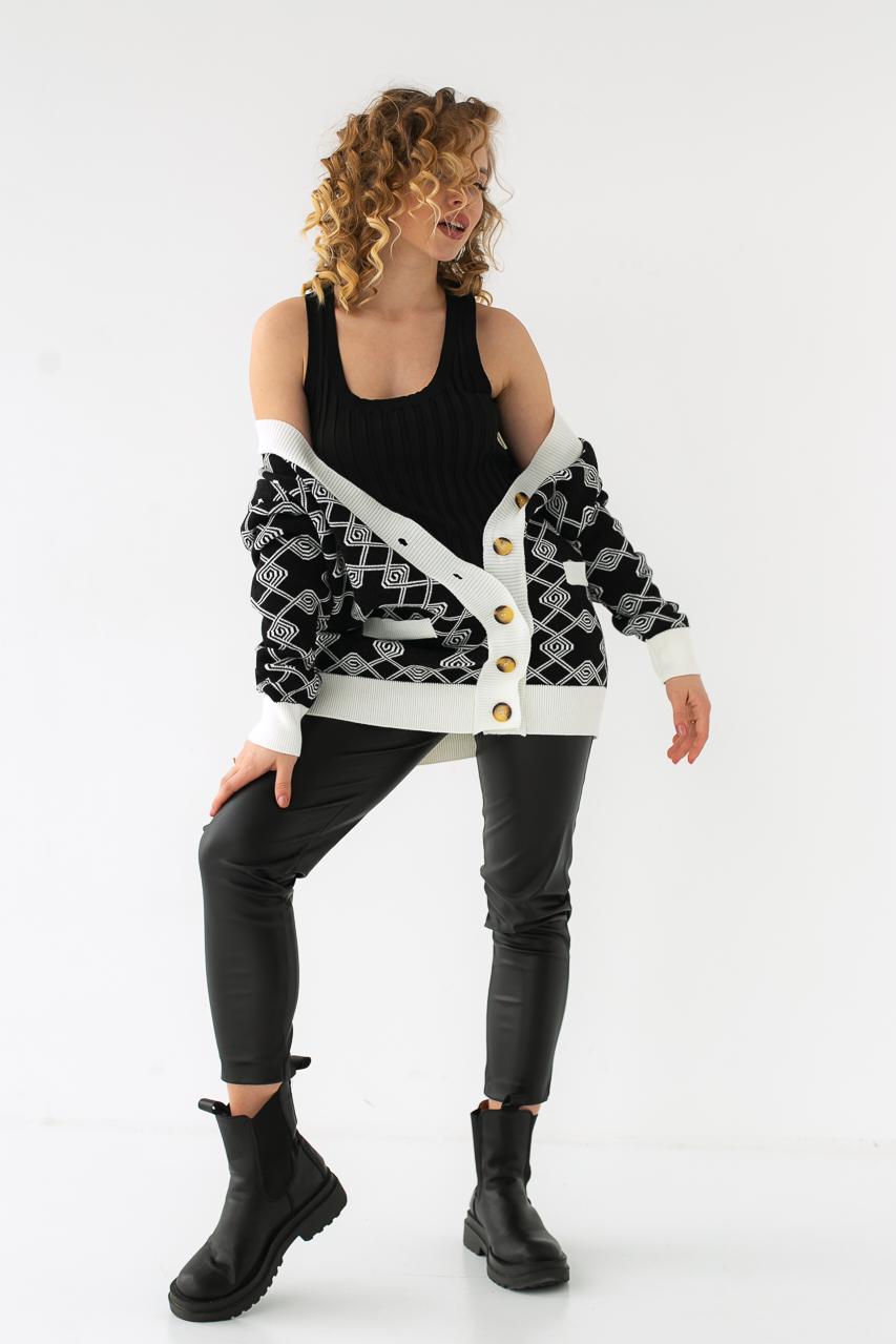 Кардиган прямого силуету Es Peri S Чорний (9528039) - фото 3 Кардиган прямого силуету Es Peri S Чорний (9528039) - фото 3