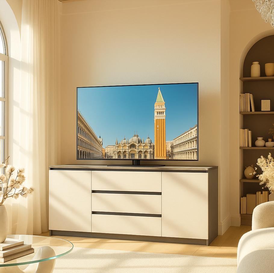 Комод Мастер Форм Брайт 1800х376х730 мм Антрацит/Белый (33117) - фото 1