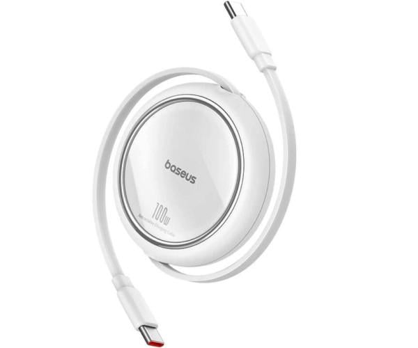 Кабель Data BASEUS Free2Draw Mini Retractable Cable Type-C to Type-C 100W 1 м Moon White