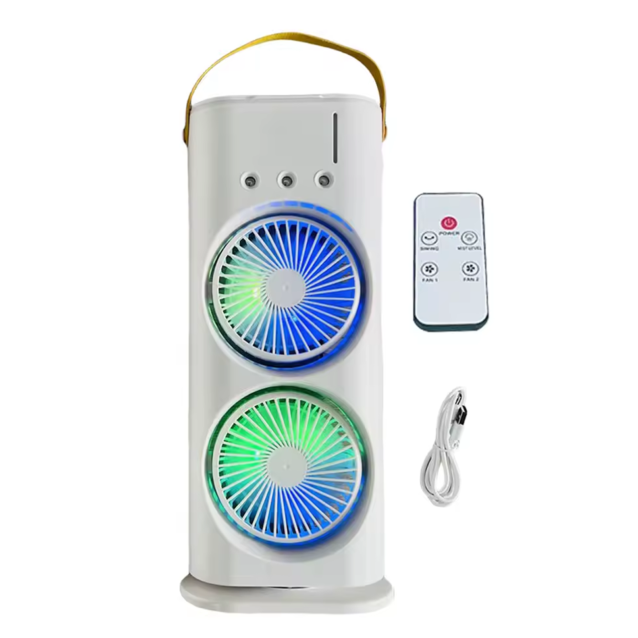 Вентилятор-зволожувач повітря настільний з підсвіткою/пультом на акумуляторі (26846530)