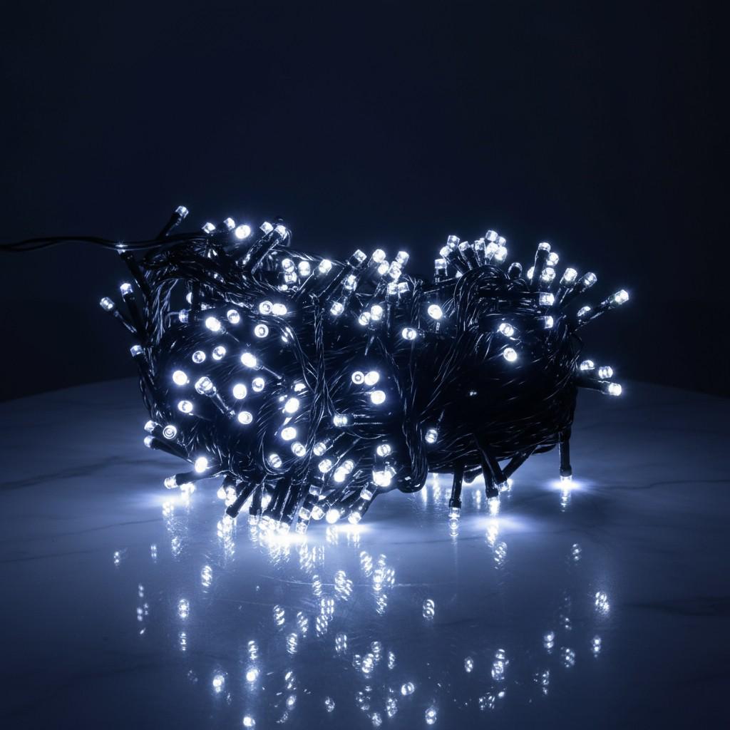 Гирлянда-нить уличная сетевая новогодняя 8 режимов 30 м 300LED IP65 Черный/Белый (CF300L30MBW)