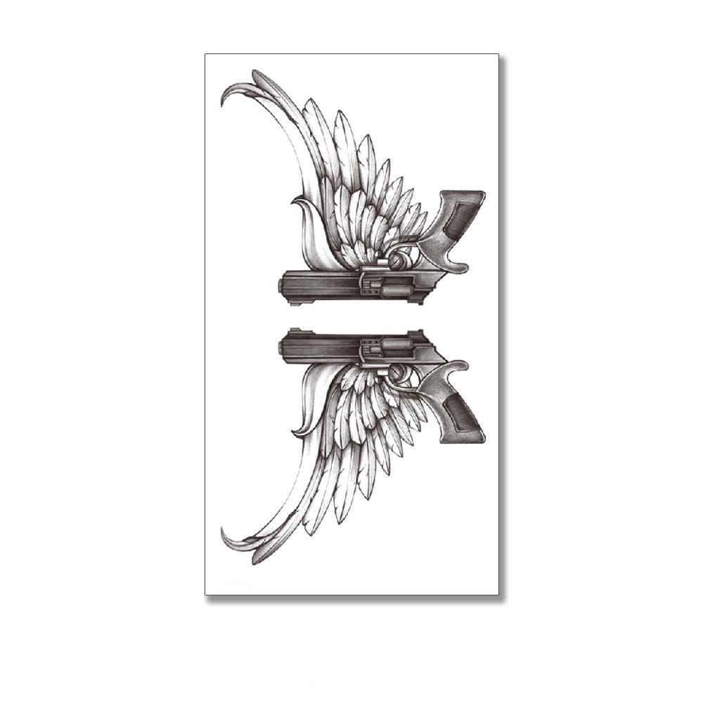 Тату тимчасове водостійке 3D велике Пістолет XQB-328 9х10 см (4506388)