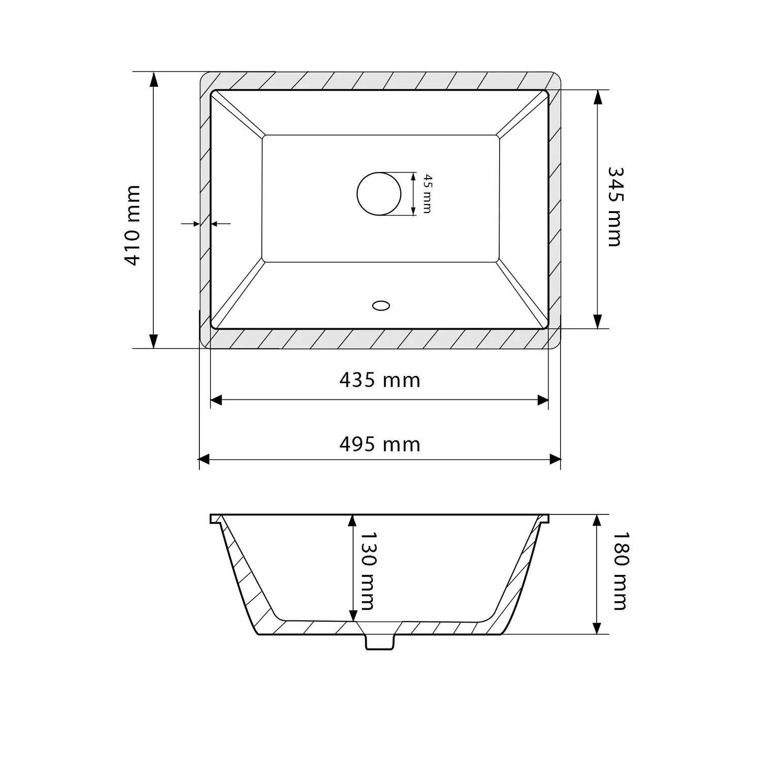 Раковина врізна VBI Merano прямокутна 410x495 мм Білий (RM-VBI-018004) - фото 5 Раковина врізна VBI Merano прямокутна 410x495 мм Білий (RM-VBI-018004) - фото 5